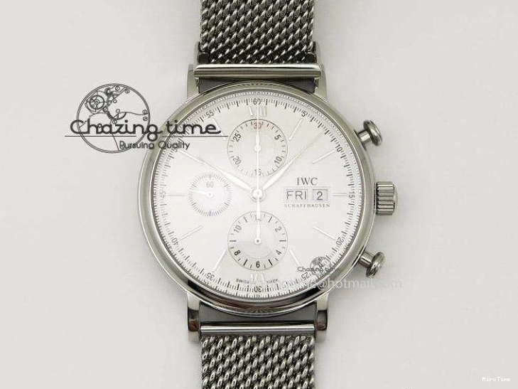 MIROTIME 0130 Portofino SCHAFFHAUSEN SS MKF 1:1 Best Edition White Dial On Mesh Bracelet A TravelReady 7341